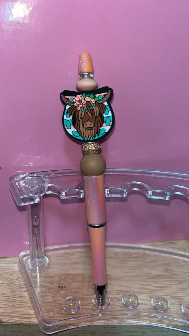 Highland Cow Pen Pink Iridescent Color