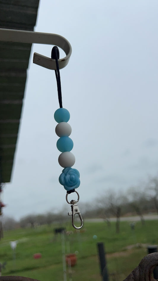 Sky Blue Rose Car Freshie Hanger