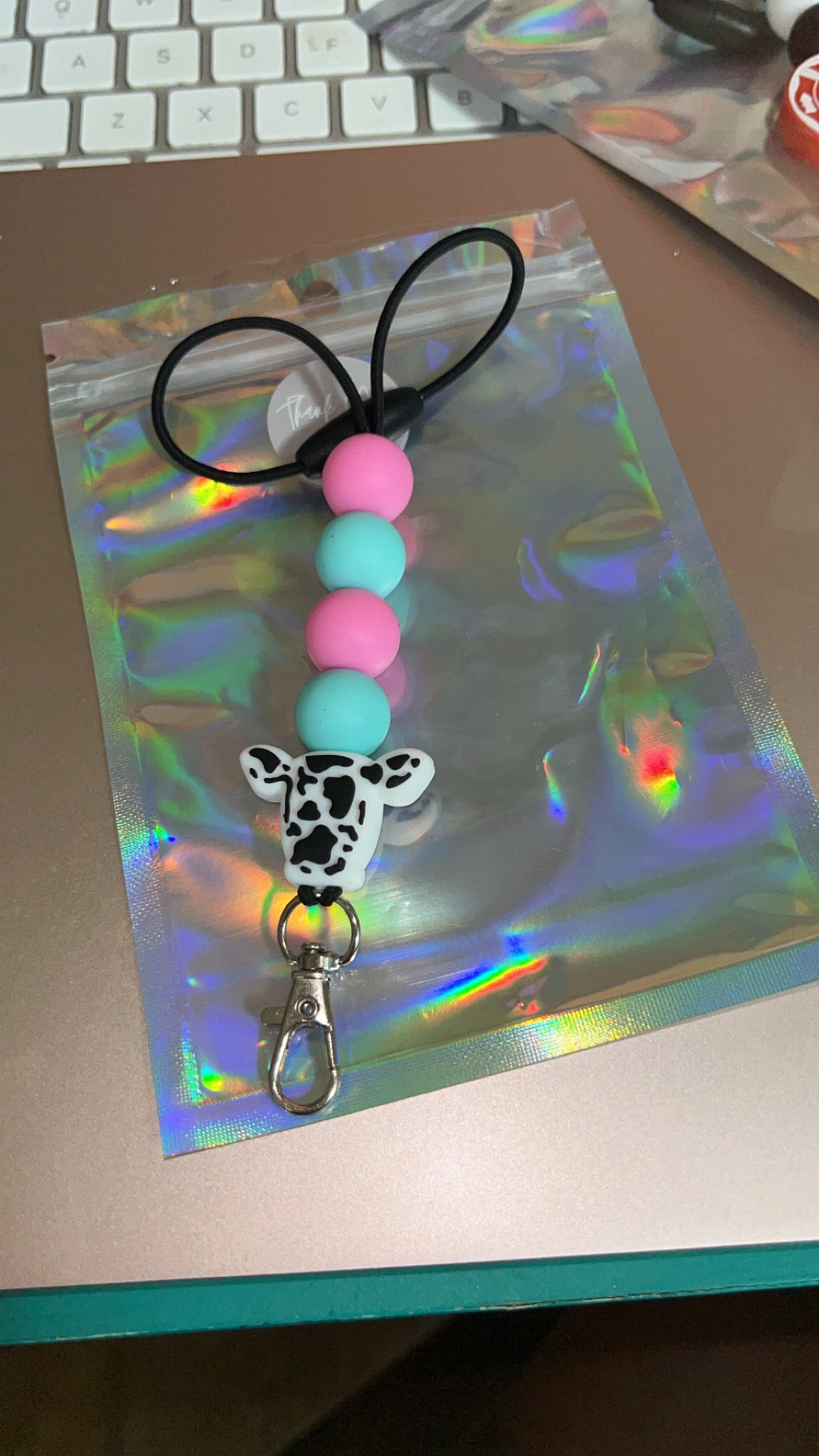 Black Cow Print Freshie Hanger