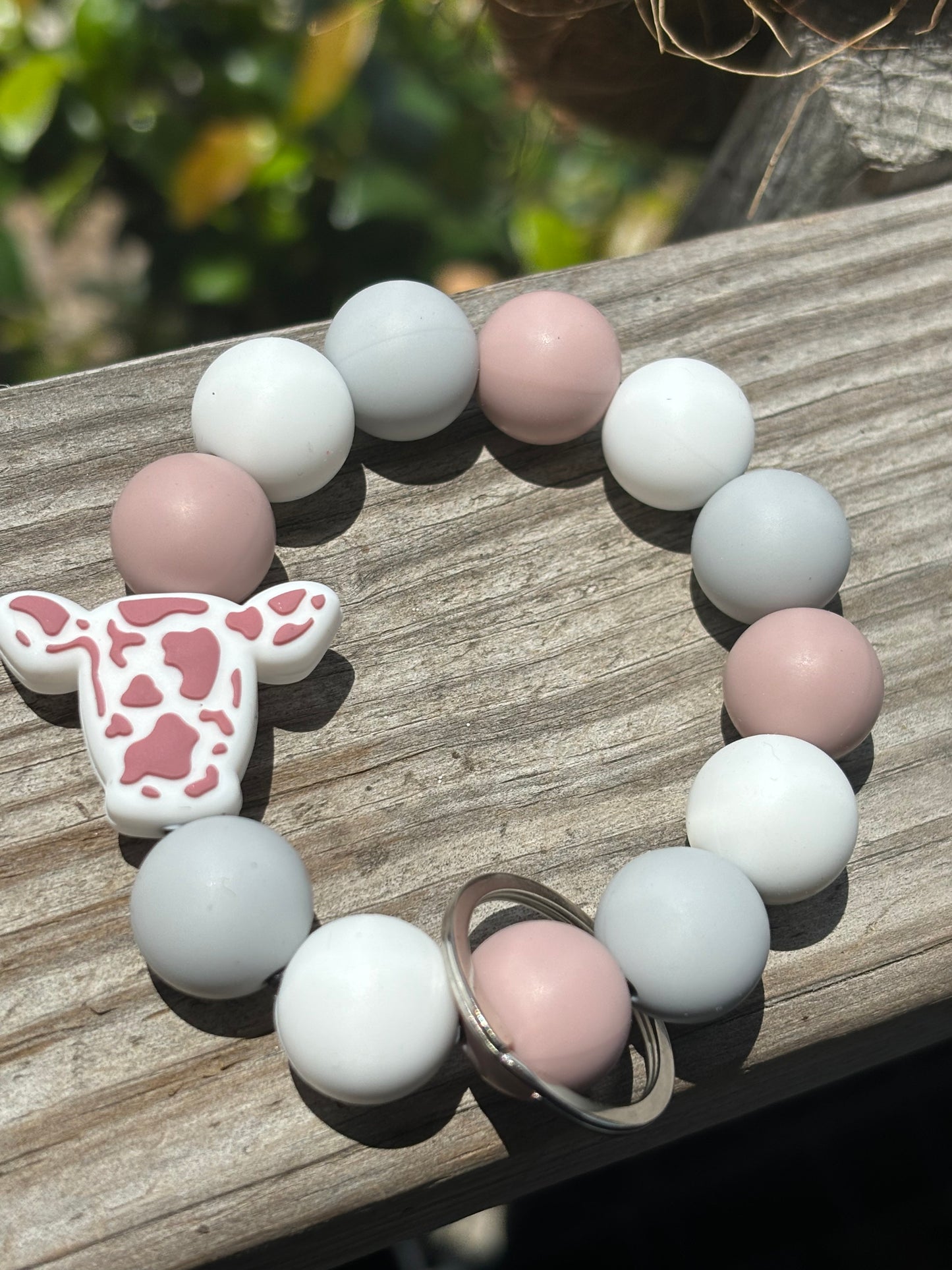 Burgundy Cow Keychain