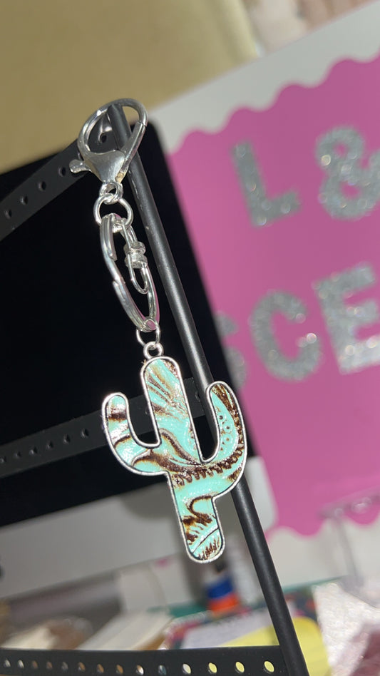 Turquoise Cactus Keychain