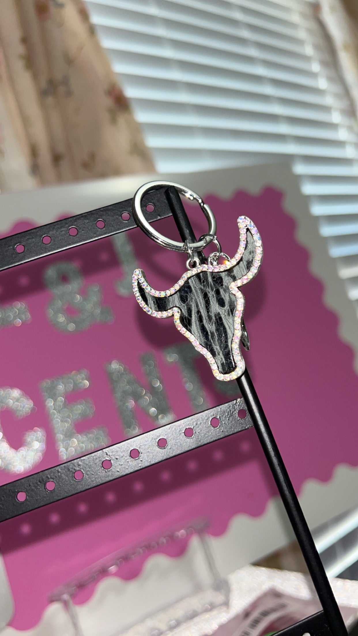 Black Cow Head Keychain