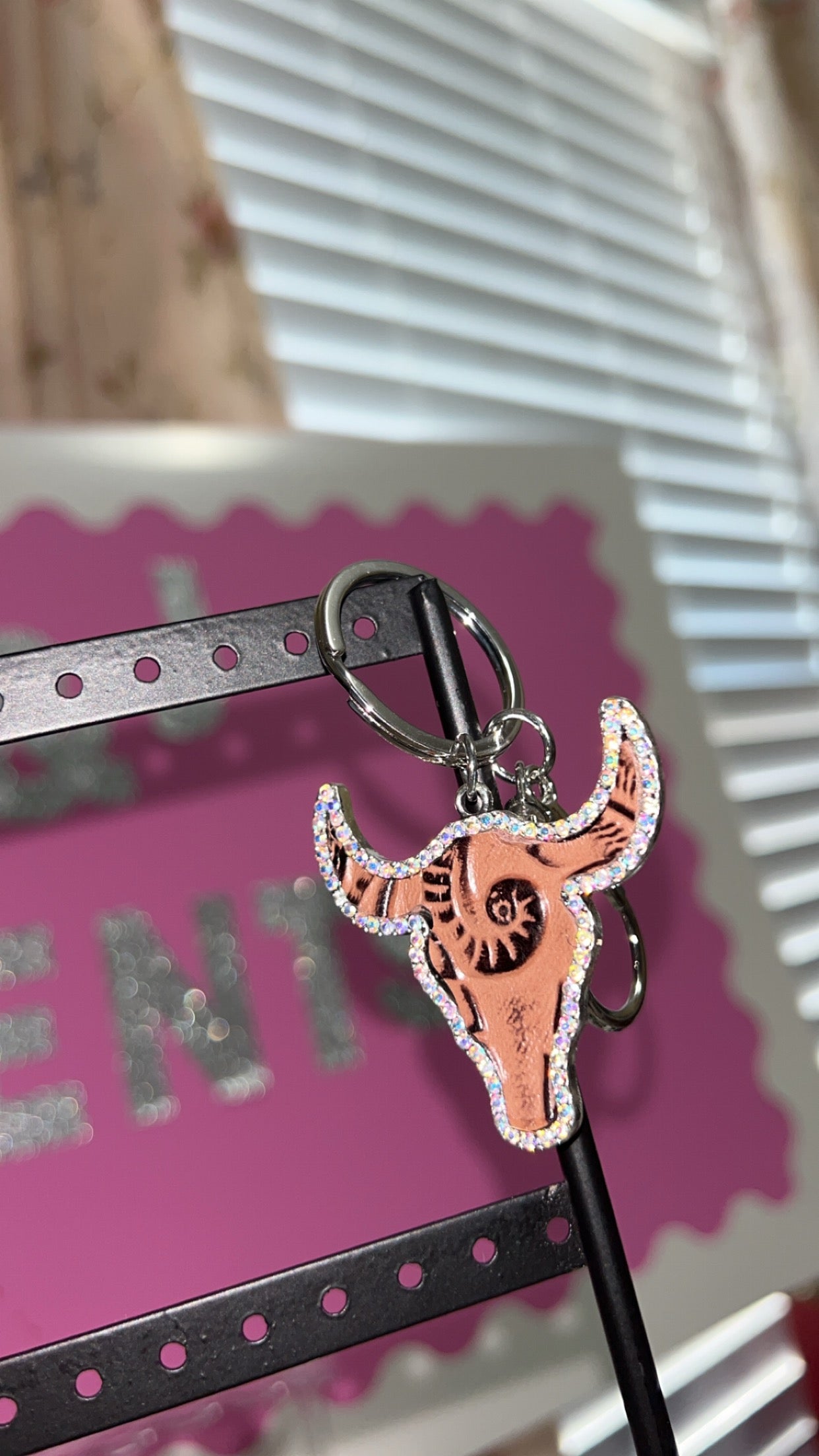 Dark Brown Cow Head Keychain
